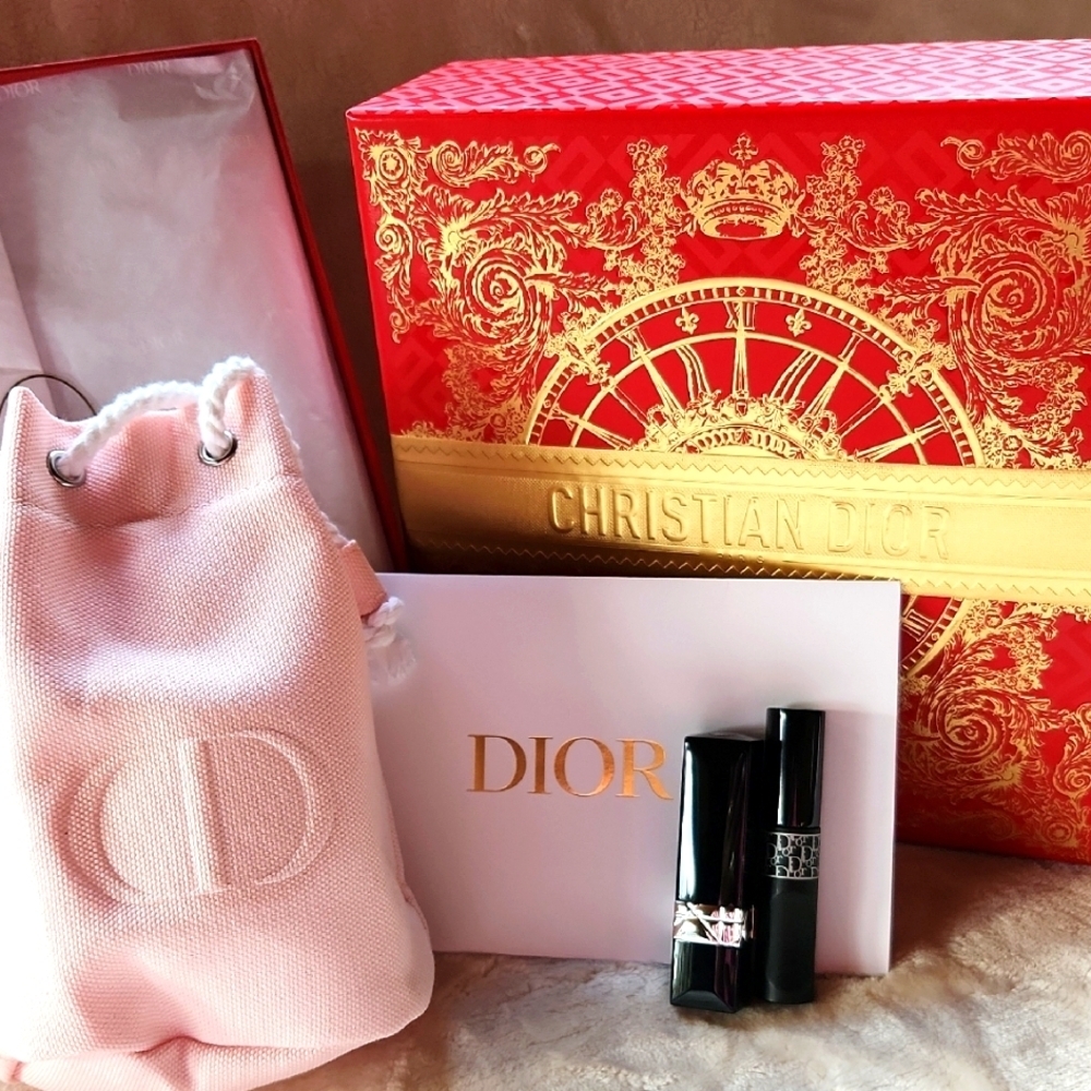 Dior‎ Pink Drawstring Bag with Lipstick, Mini Mascara, Envelope & Box - Picture 3 of 3